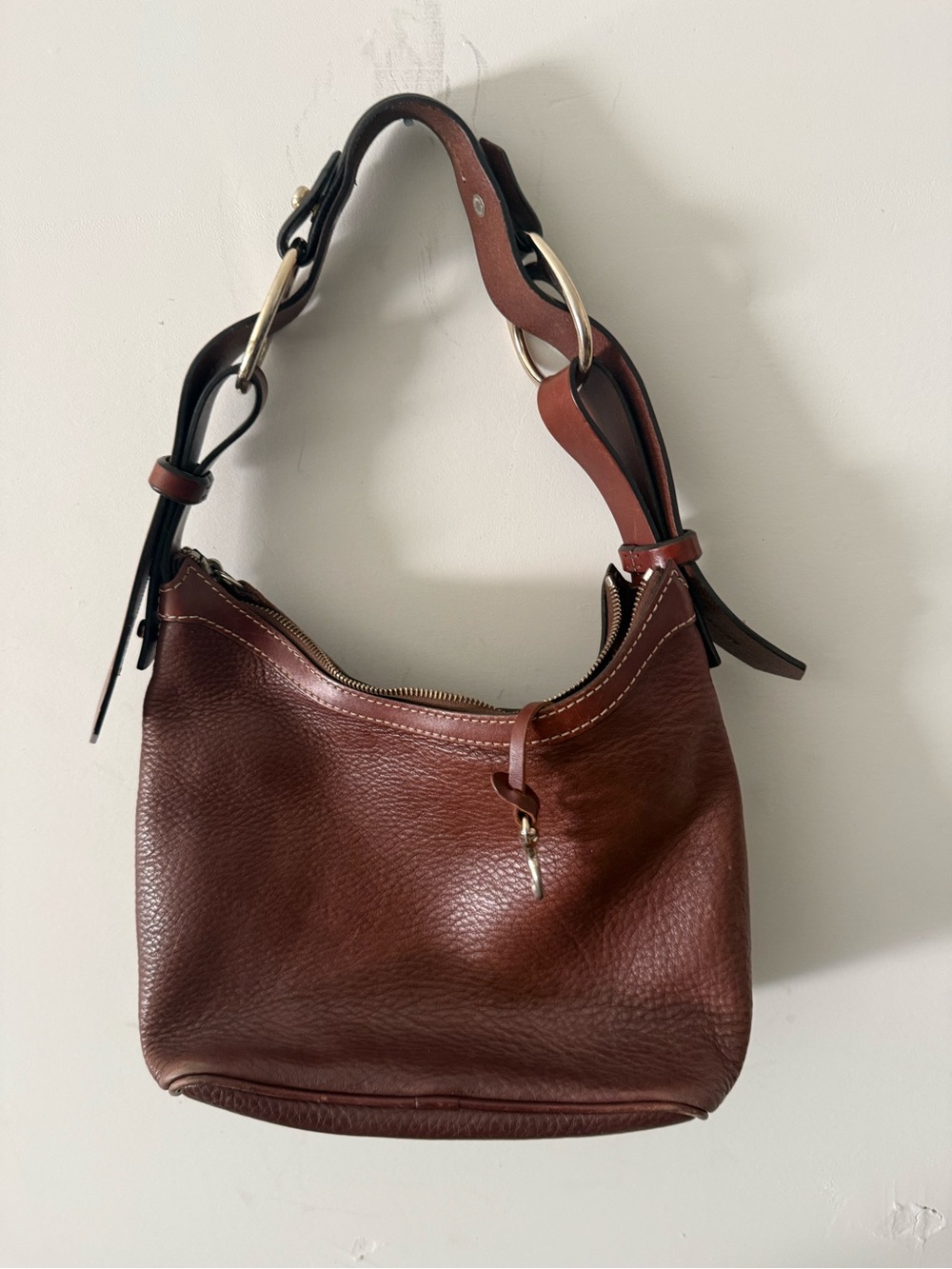 Dooney & Bourke Chestnut Brown Pebble Leather Shoulder Bag - Picture 3 of 11